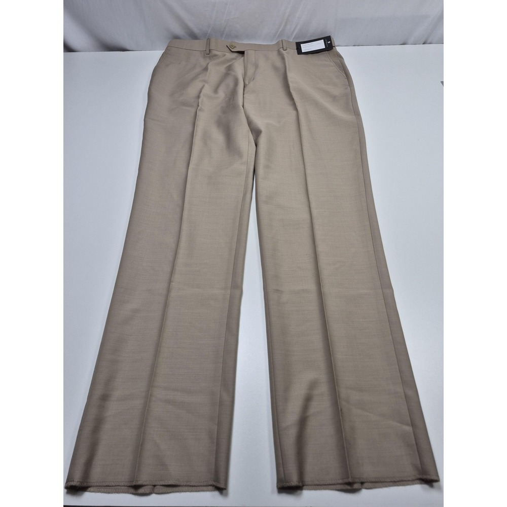 Galante Dress Pants Men's 44x36 Beige Wool Flat Front Unhemmed Italy NWT